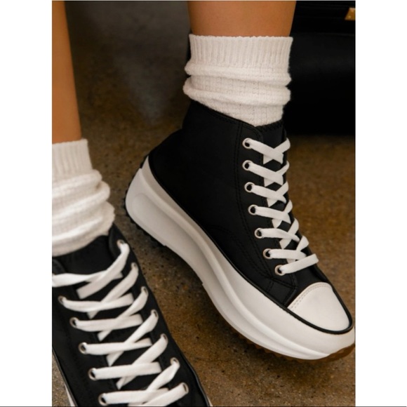 Black High Top Lace Up Platform Sneaker - Picture 4 of 11